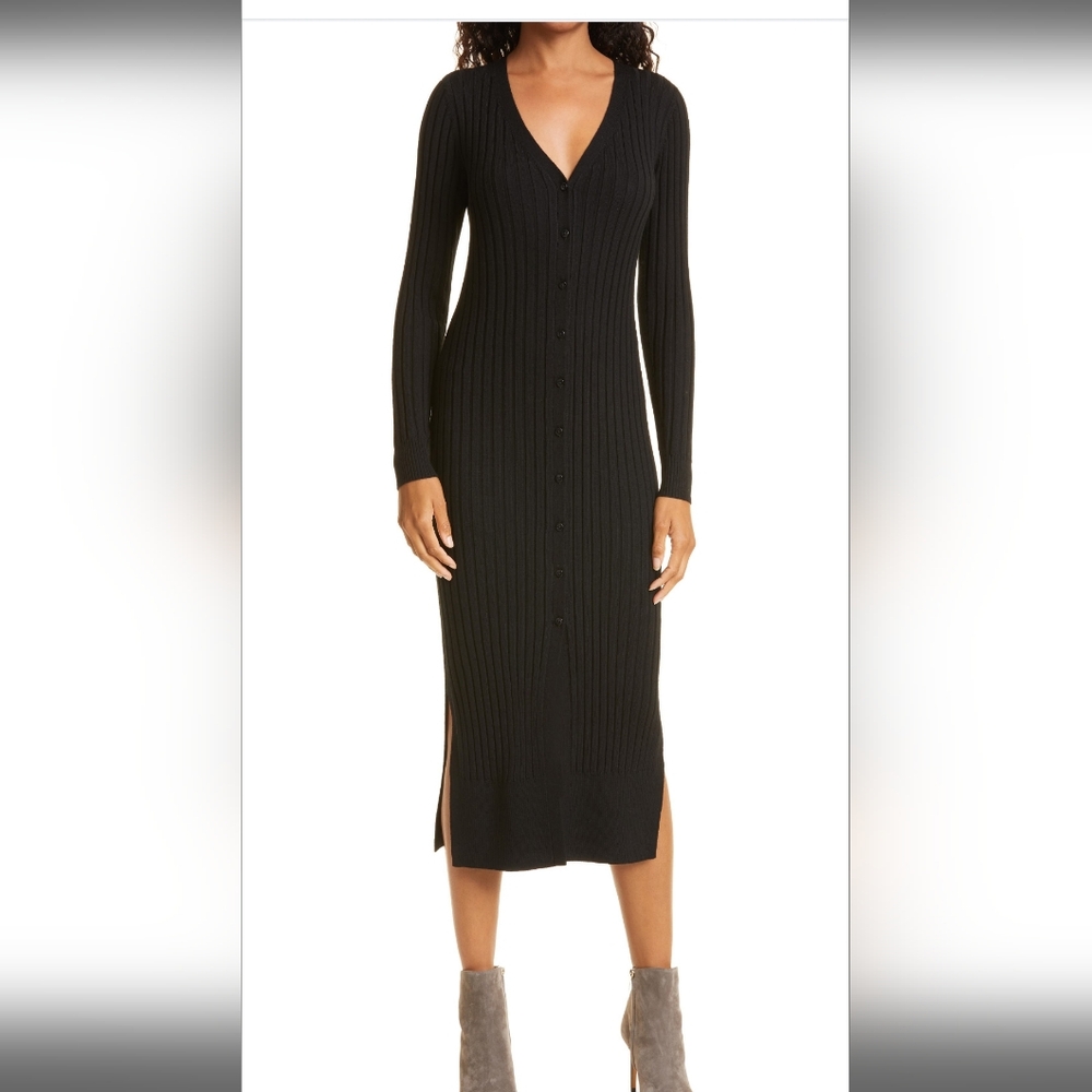 NWT Club Monaco Ribbed long sleeve sweater dress 100% wool